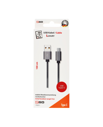 2GO  KABEL DO ŁADOWANIA USB LUXURY - SZARY - 100 CM DO USB TYPE C 3.1  ()