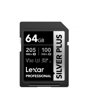 Karta pamięci Lexar Professional SILVER Plus SDXC 64GB R205/W100 V30