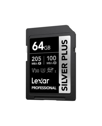 Karta pamięci Lexar Professional SILVER Plus SDXC 64GB R205/W100 V30