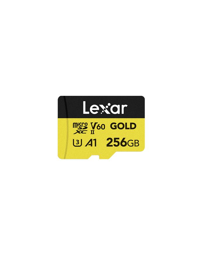 Lexar 256GB microSDXC Professional GOLD UHS-II A1 C10 U3 V60 microSDXC | 256GB | UHS-II | U3 | A1 | V60 | Class 10 | Odczyt do 280 MB/s | Zapis do 100 MB/s główny