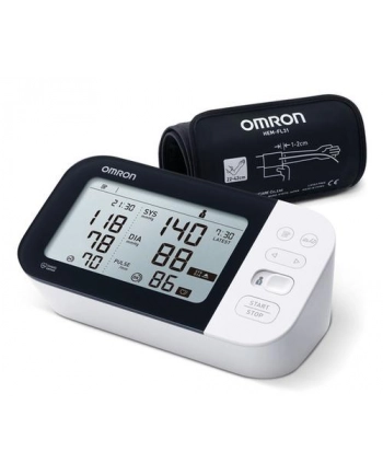 Omron M7 Intelli IT AFib czarny Rodzaj: naramienny | Rozmiar mankietu [cm]: 22-42 | Sposób pompowania: automatyczne | Zasilanie:| Funkcje pamięci: tak