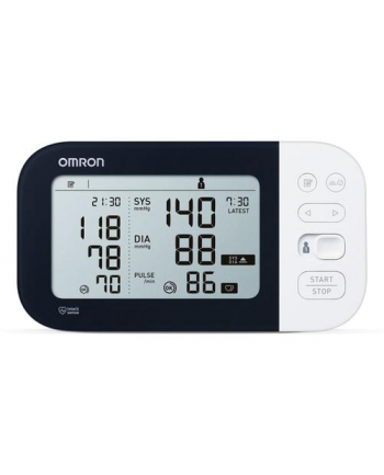 Omron M7 Intelli IT AFib czarny Rodzaj: naramienny | Rozmiar mankietu [cm]: 22-42 | Sposób pompowania: automatyczne | Zasilanie:| Funkcje pamięci: tak
