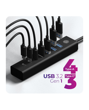 icybox Hub IB-HUB1737-C3 7-Port USB 3.2 Gen 1 Hub, 3x USB Type-C.,  4x USB Type-A