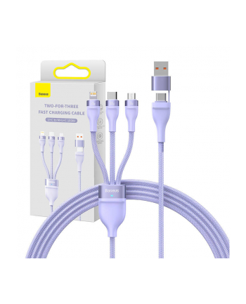Baseus Flash Series 2 USB 3w1, USB-C + micro USB + Lightning, 100W, 1.2m (fioletowy) nr 2