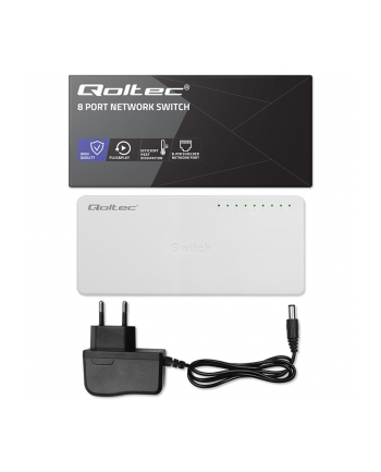 qoltec SWITCH przełącznik sieciowy 8 x port RJ45 | 100Mbps | Fast       Ethernet | LAN