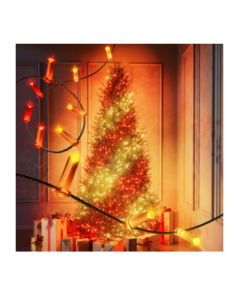 twinkly Inteligentne lampki dekoracyjne Strings USB-C (Candies) 200 LED RGB, świece, zielony przewód, 12 m