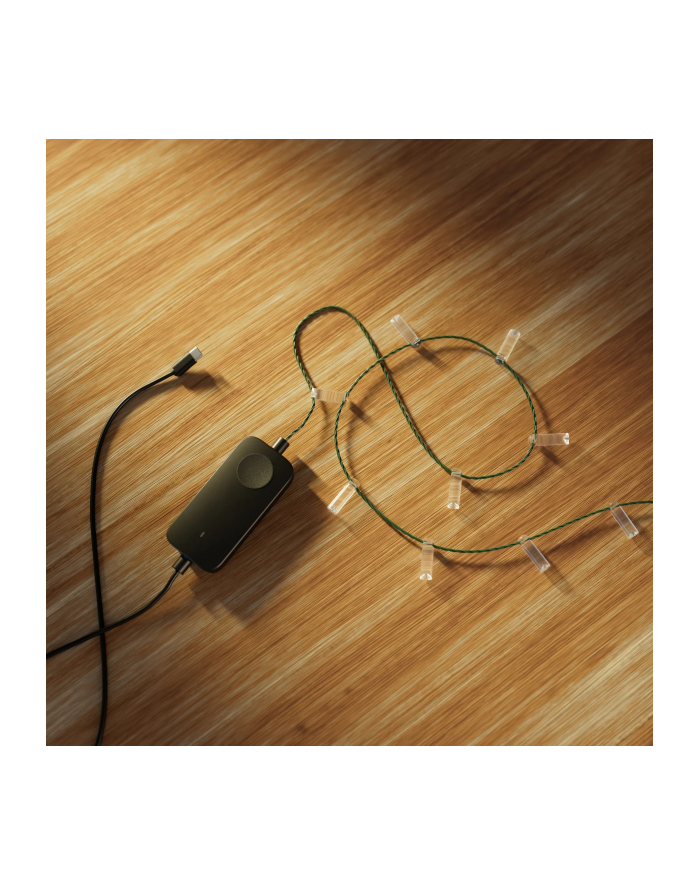 twinkly Inteligentne lampki dekoracyjne Strings USB-C (Candies) 200 LED RGB, świece, zielony przewód, 12 m główny