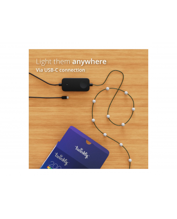 twinkly Inteligentne lampki dekoracyjne Strings USB-C (Candies) 100 LED RGB, perły, przezroczysty przewód, 6 m