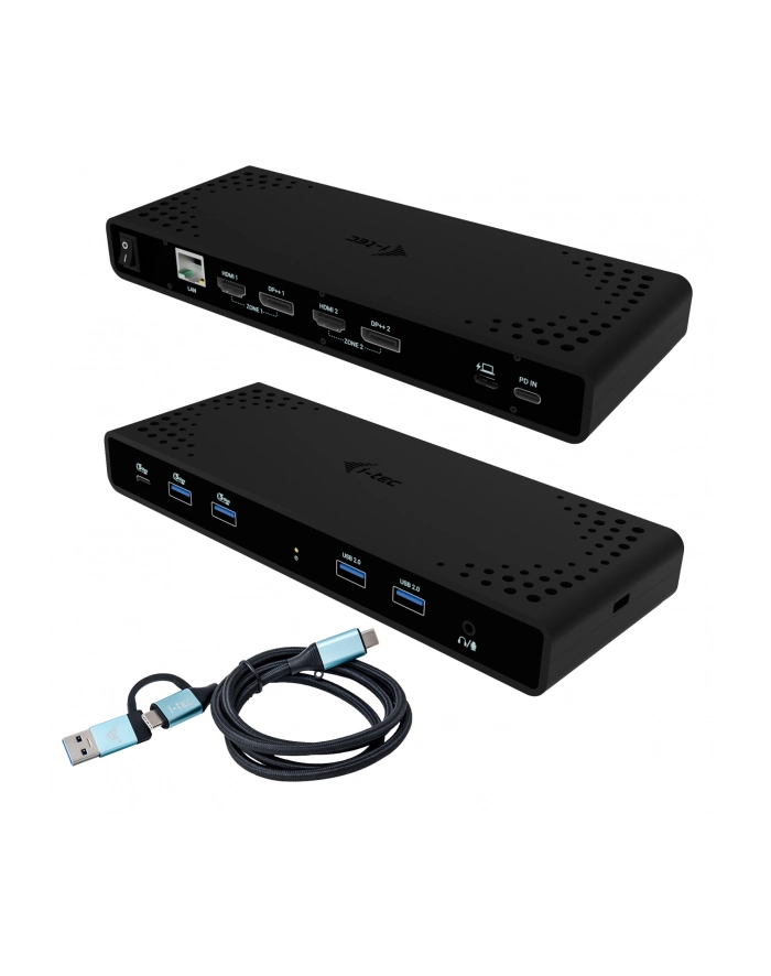 i-tec Universal Dual 4K Display Docking Station 2xDP 2xHDMI LAN Audio Power Delivery 85W główny
