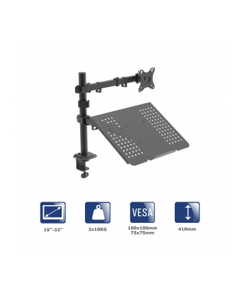 Uchwyt biurkowy do monitora i laptopa Akyga AK-MB-04 regulowane ramię 10kg VESA 75x75mm / 100x100mm 15-32''