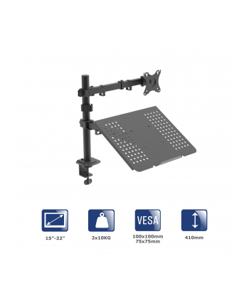 Uchwyt biurkowy do monitora i laptopa Akyga AK-MB-04 regulowane ramię 10kg VESA 75x75mm / 100x100mm 15-32''