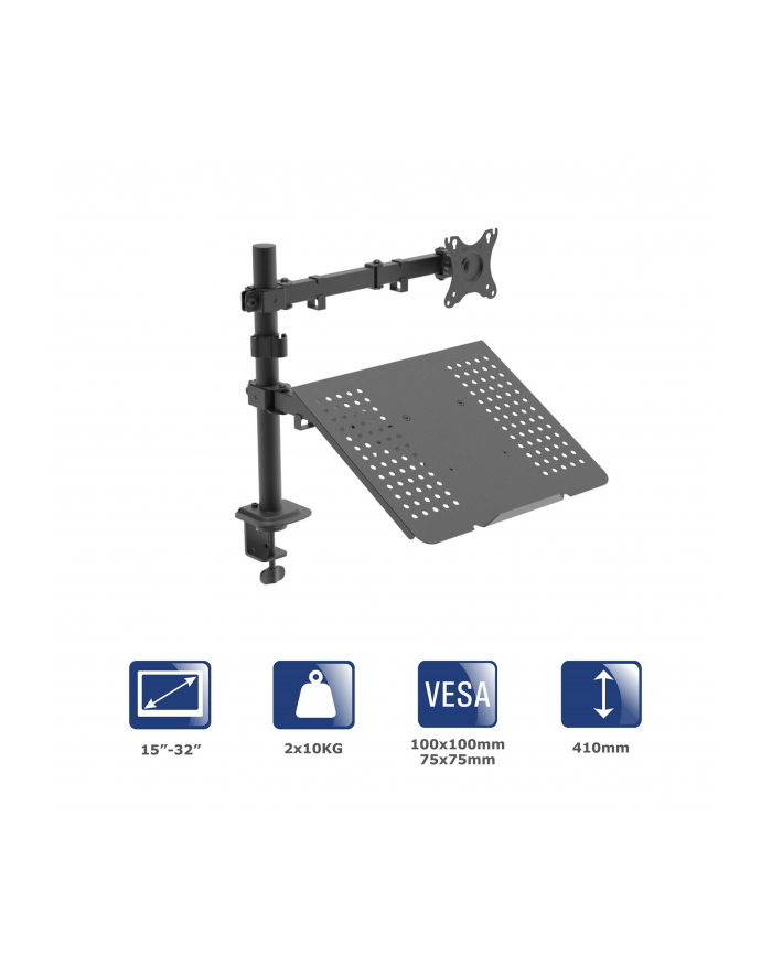 Uchwyt biurkowy do monitora i laptopa Akyga AK-MB-04 regulowane ramię 10kg VESA 75x75mm / 100x100mm 15-32'' główny