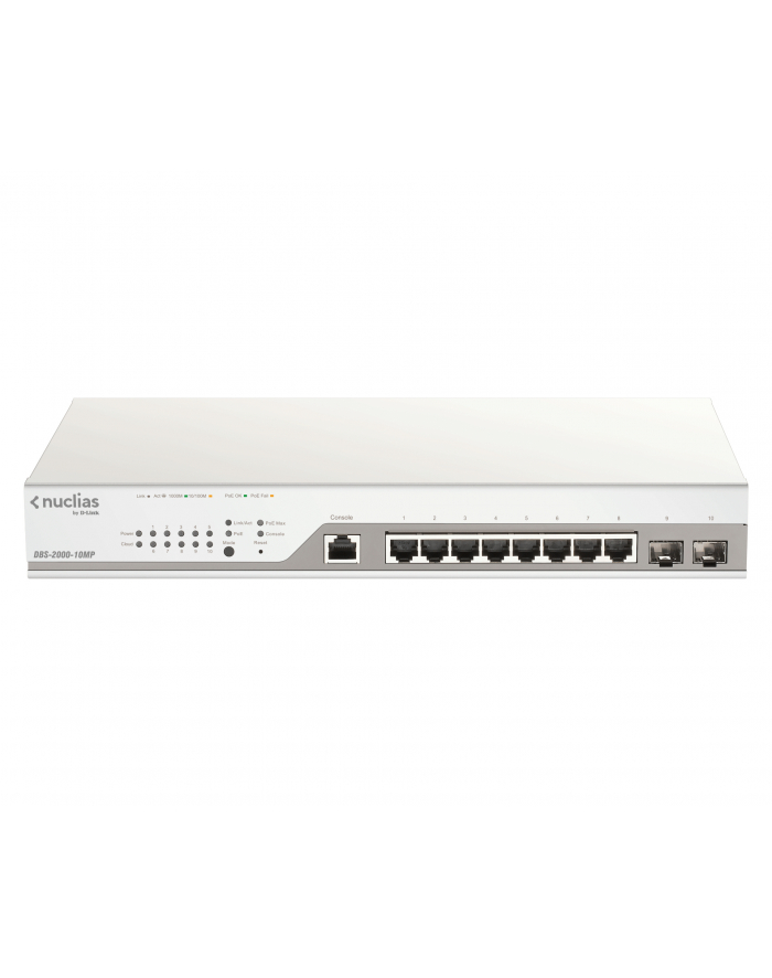 D-LINK Nuclias Cloud Switch Smart+ L2 with 1year Free License 8 Gigabit PoE/PoE+ ' 2 SFP ports PoE budget 130 główny
