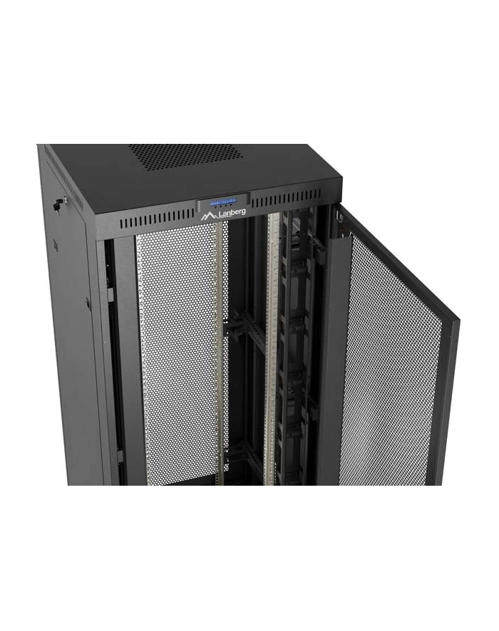 Szafa instalacyjna Rack stojąca 19'' 42U 800x800 Drzwi perforowane czarna Lanberg LCD (flat pack) główny