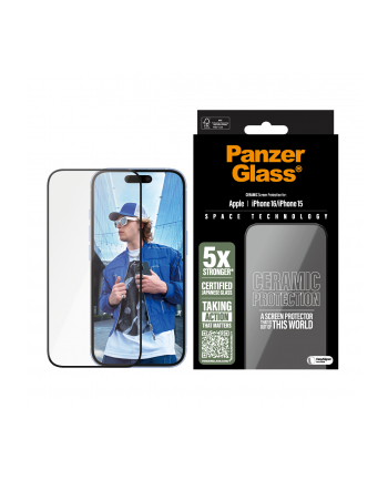 PanzerGlass Ceramic Screen Pczerwonyector iPhone 16 | 15 | Ultra-Wide Fit