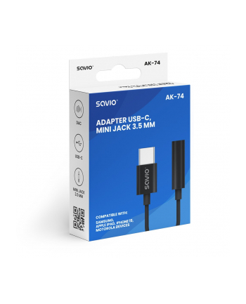 savio Adapter audio - USB-C Jack 3,5mm. AK-74