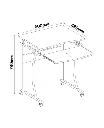 Biurko komputerowe mobilne Techly 600x480mm czarne