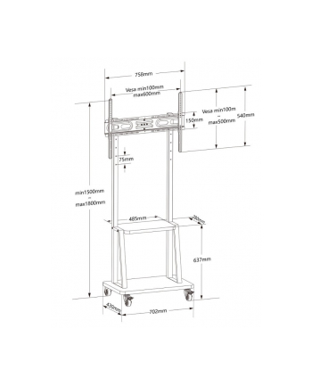 techly Stojak mobilny  32-70 cali 70kg z półką AV Pivot