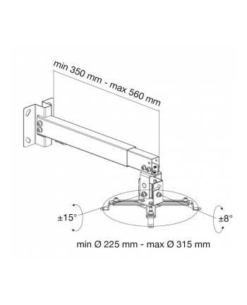 techly Uchwyt ścienno-sufitowy do projektora 43-65cm, 20kg