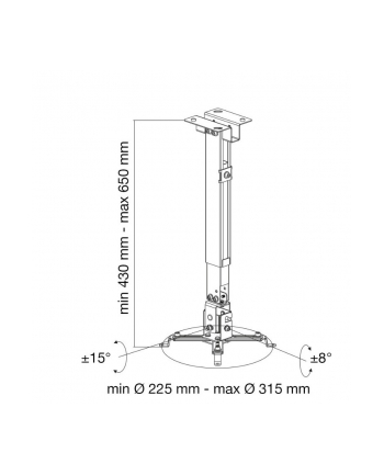 techly Uchwyt ścienno-sufitowy do projektora 43-65cm, 20kg