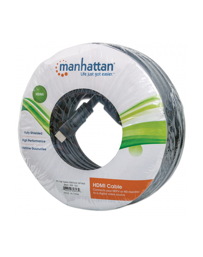 Manhattan Kabel monitorowy HDMI/HDMI 1.3 15m ekranowany czarny główny