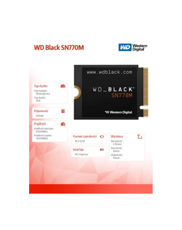 western digital Dysk SSD WD Black 500GB SN770M M2 2230 główny