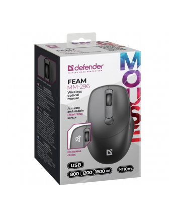 defender Mysz bezprzewodowa silent click FEAM MM-296 RF 1600 DPI Czarna