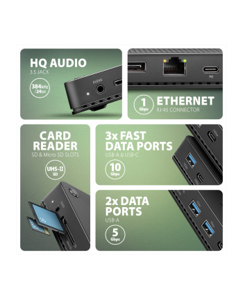 axagon HMC-U4 Wieloportowy hub USB 12in1 USB 4.0 40Gbps LAN HDMI DP PD audio