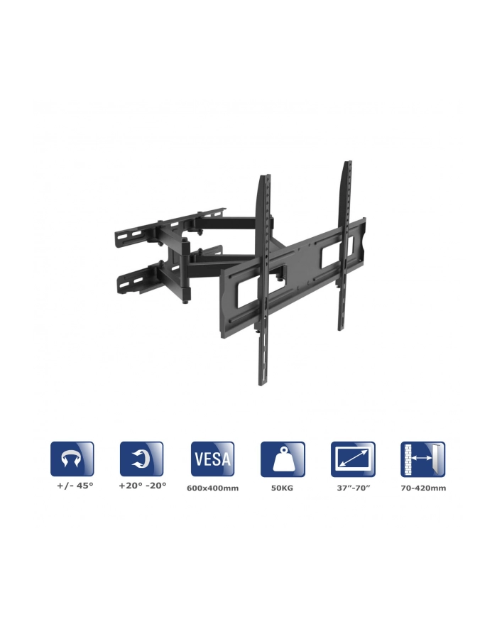 AKYGA AK-MB-10 TV Wall Mount Full Motion Bracket +-45deg 50kg VESA 600x400mm 37-70inch główny
