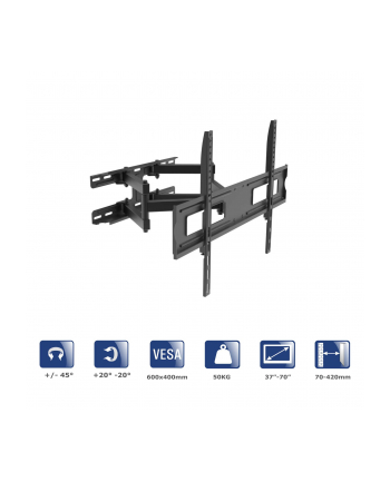 AKYGA AK-MB-10 TV Wall Mount Full Motion Bracket +-45deg 50kg VESA 600x400mm 37-70inch nr 1