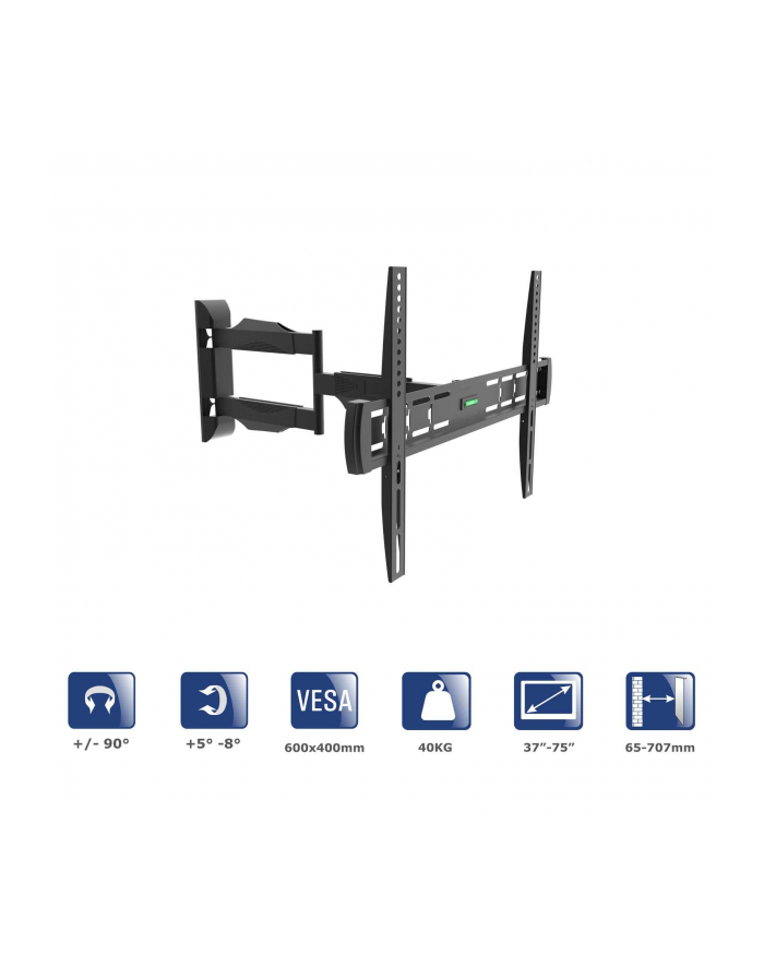 AKYGA AK-MB-11 TV Wall Mount Full Motion Bracket +-90deg 40kg VESA 600x400mm 37-75inch główny