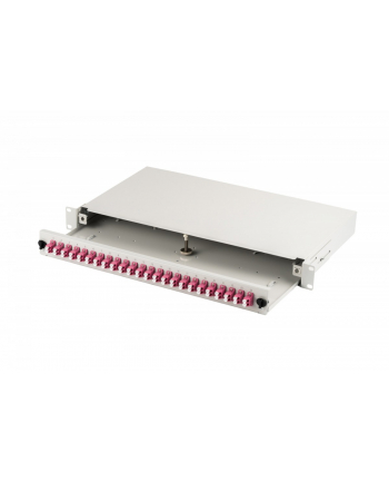 DIGITUS Przełącznica światłowodowa / Panel krosowy FO z wyposażeniem 19inch 1U 24x LC dx OM4 adaptery wysuwany szary