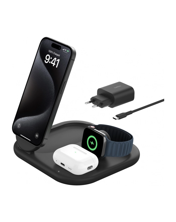 belkin Magnetyczna podstawka ładująca BOOSTCHARGE 3w1 Qi2 15W czarna składana główny