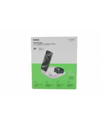 belkin Magnetyczna podstawka ładująca BOOSTCHARGE 3w1 Qi2 15W biała składana