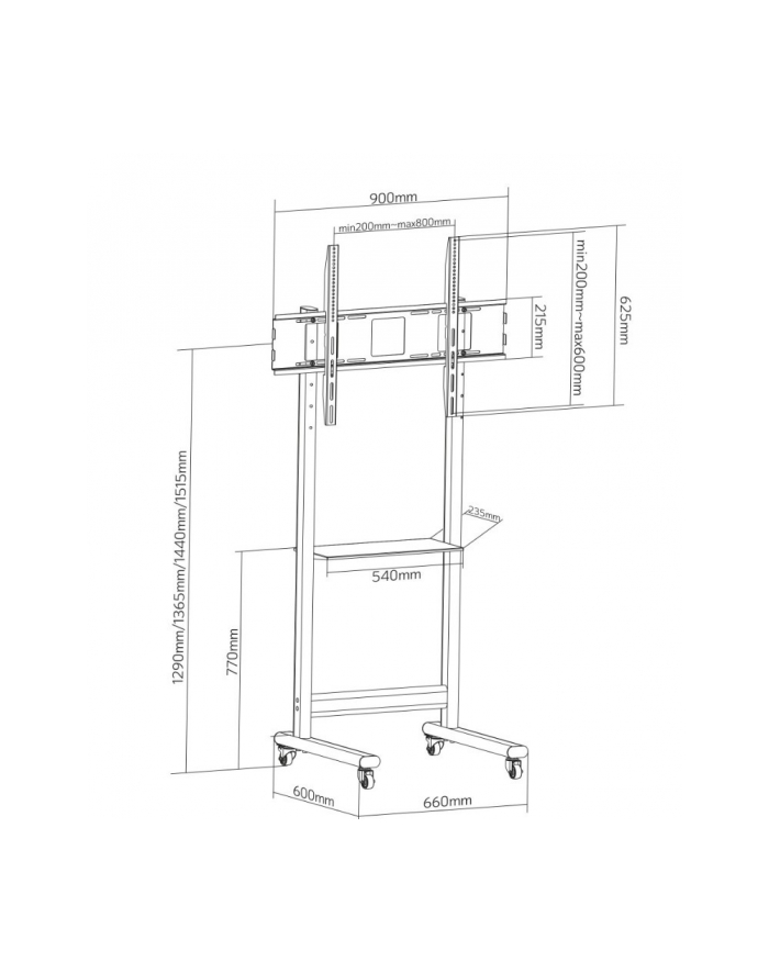 techly Stojak mobilny 50-90 cali 70kg z półką AV główny