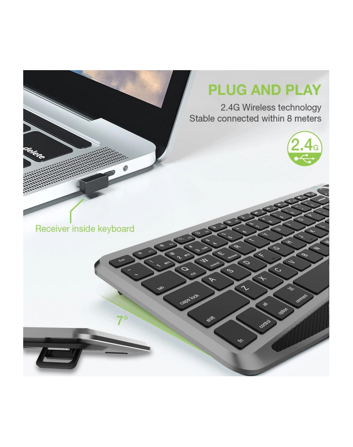 techly Klawiatura bezprzewodowa BT/RF 2.4GHz touchpad LED główny