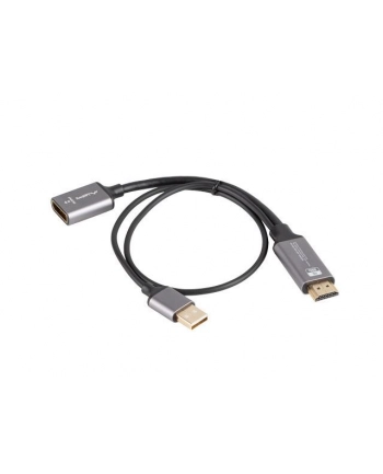 Kabel adapter Lanberg HDMI (M) -> Displayport (F) 4K na kablu 20cm srebrny