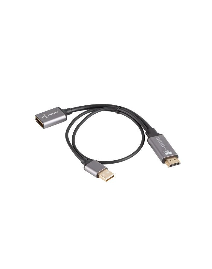 Kabel adapter Lanberg HDMI (M) -> Displayport (F) 4K na kablu 20cm srebrny główny