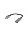 Kabel adapter Lanberg Displayport (M) -> HDMI (F) 4K na kablu 20cm srebrny - nr 1