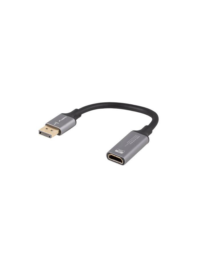 Kabel adapter Lanberg Displayport (M) -> HDMI (F) 4K na kablu 20cm srebrny główny