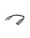 Kabel adapter Lanberg Displayport (M) -> HDMI (F) 8K na kablu 20cm srebrny - nr 1