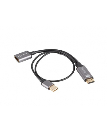 Kabel adapter Lanberg HDMI (M) -> Displayport (F) 4K na kablu 20cm srebrny