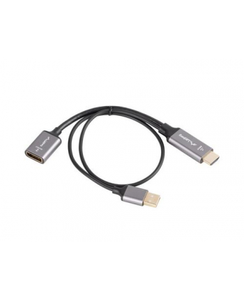 Kabel adapter Lanberg HDMI (M) -> Displayport (F) 4K na kablu 20cm srebrny nr 2