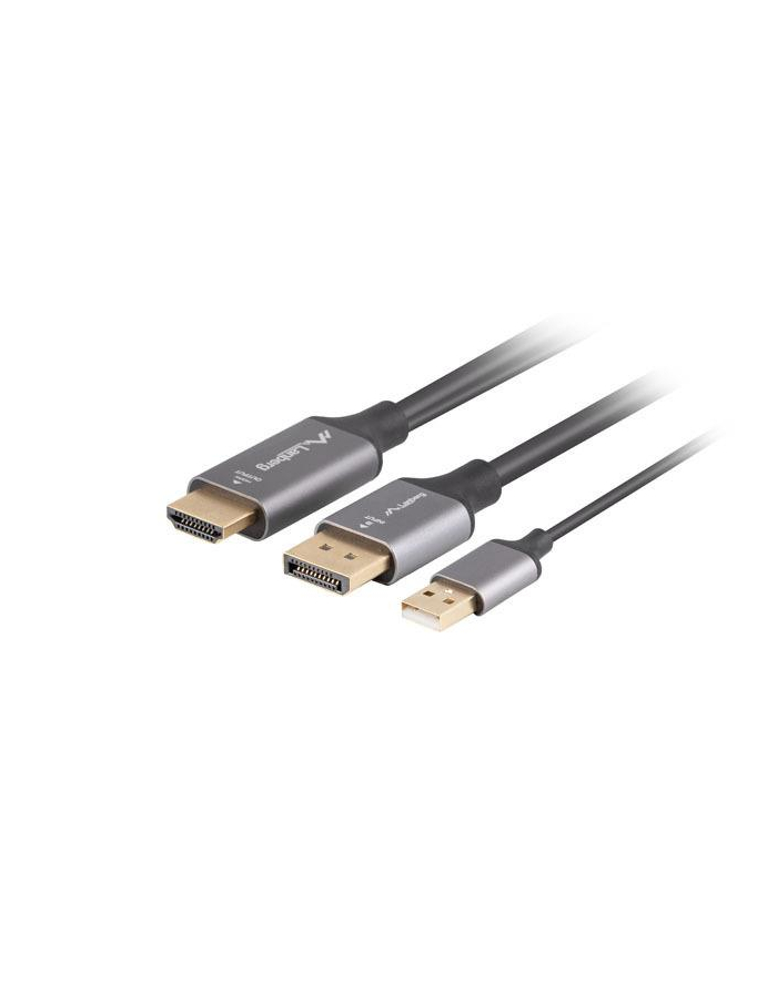 Kabel adapter Lanberg HDMI (M) -> Displayport (M) 1,8M 4K czarny główny