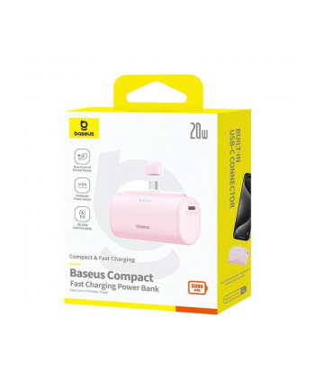 Baseus Compact 5000mAh 20W USB-C różowy nr 2