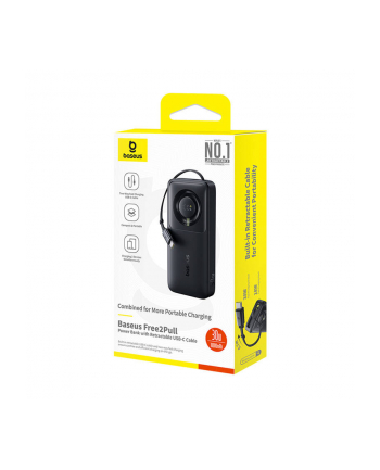 Baseus Free2Pull 10000mAh 30W z portem USB-C i rozwijanym kablem USB-C czarny nr 2