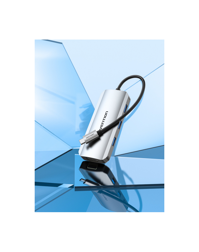 Vention USB-C do HDMI, VGA, 3x USB 3.0, PD 15cm TOIHB (szary) Stacja dokująca USB-C - HDMI, VGA, 3x USB 3.0, PD główny