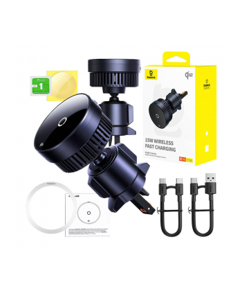 Baseus MagPro 15W Qi2.0 czarny ładowarka samochodowa indukcyjna nr 1