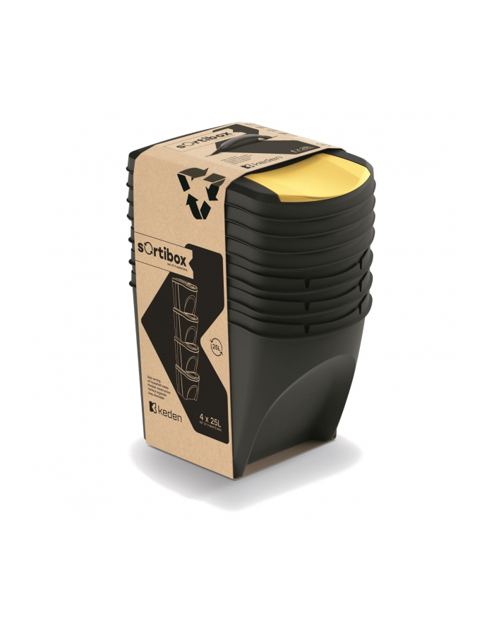 prosperplast KED-EN KOSZ NA ŚMIECI SORTIBOX 25L SET 4 - CZARNY RECYKLING SZEROKI główny