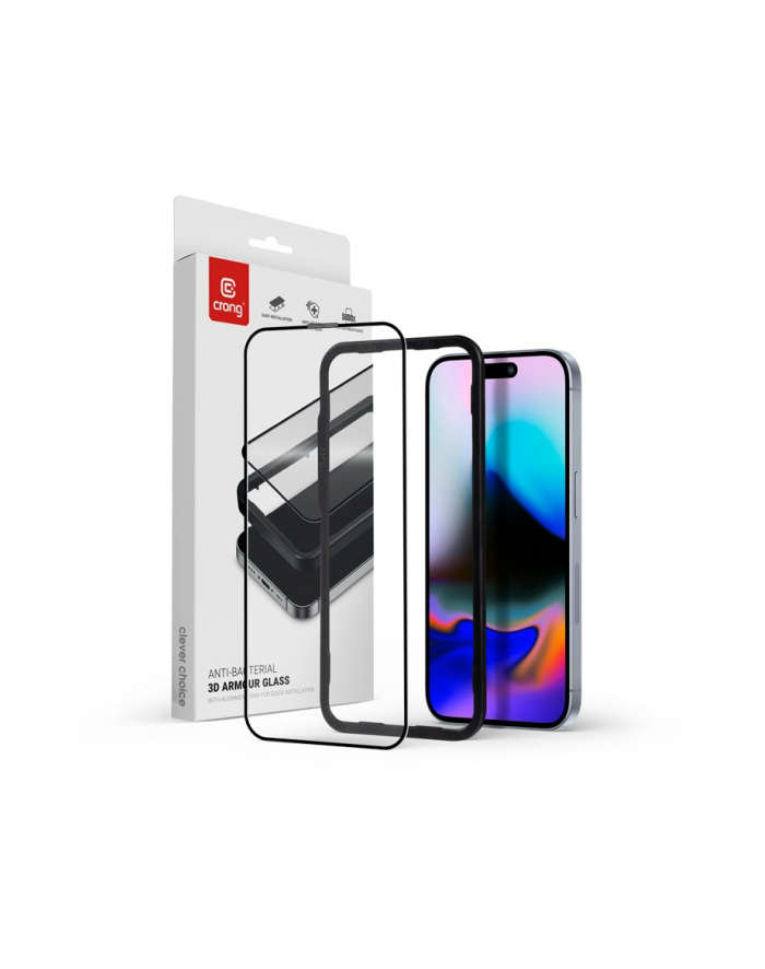 crong Szkło ochronne Anti-Bacterial 3D Armour Glass - hartowane 9H Full Glue do iPhone 16 Pro Max + ramka instalacyjna główny